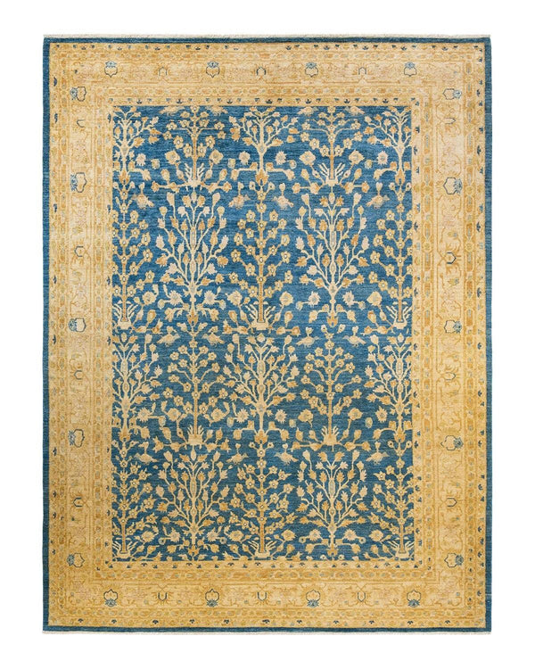 One-of-a-Kind Imported Hand-knotted Area Rug  - Blue, 8' 10" x 11' 10" - Modern Rug Importers