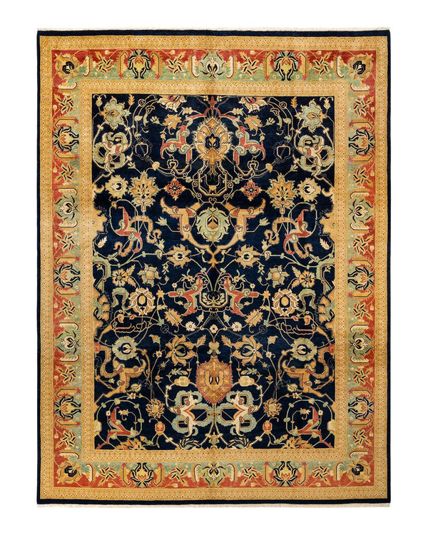 One-of-a-Kind Imported Hand-knotted Area Rug  - Blue, 8' 10" x 12' 0" - Modern Rug Importers