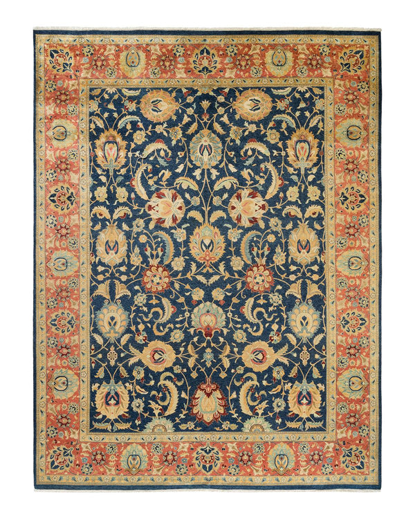 One-of-a-Kind Imported Hand-knotted Area Rug  - Blue, 9' 1" x 11' 10" - Modern Rug Importers