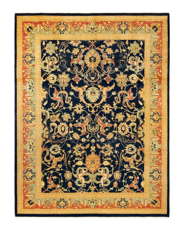 One-of-a-Kind Imported Hand-knotted Area Rug  - Blue, 9' 1" x 12' 3" - Modern Rug Importers