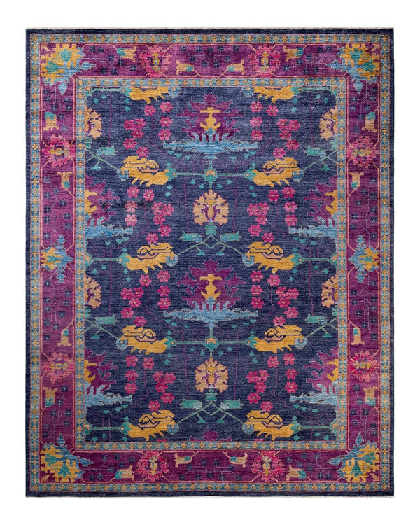 One-of-a-Kind Imported Hand-knotted Area Rug  - Blue, 9' 2" x 11' 7" - Modern Rug Importers