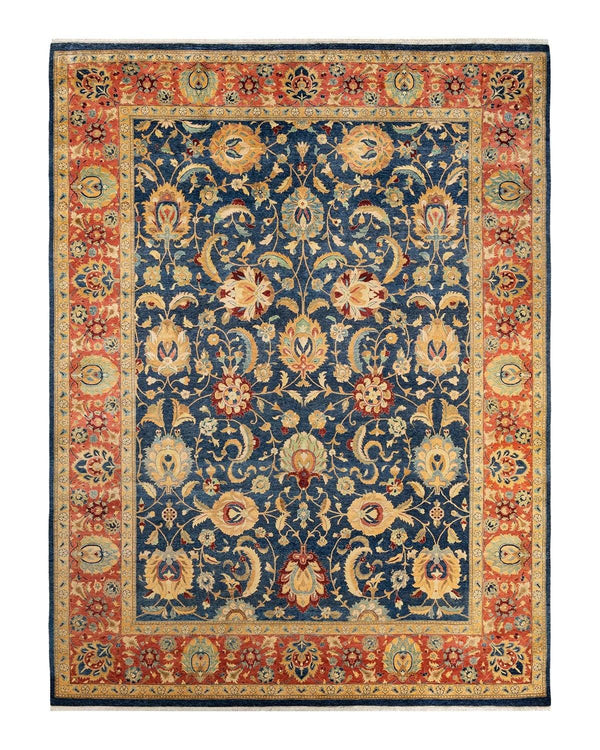 One-of-a-Kind Imported Hand-knotted Area Rug  - Blue, 9' 2" x 12' 4" - Modern Rug Importers