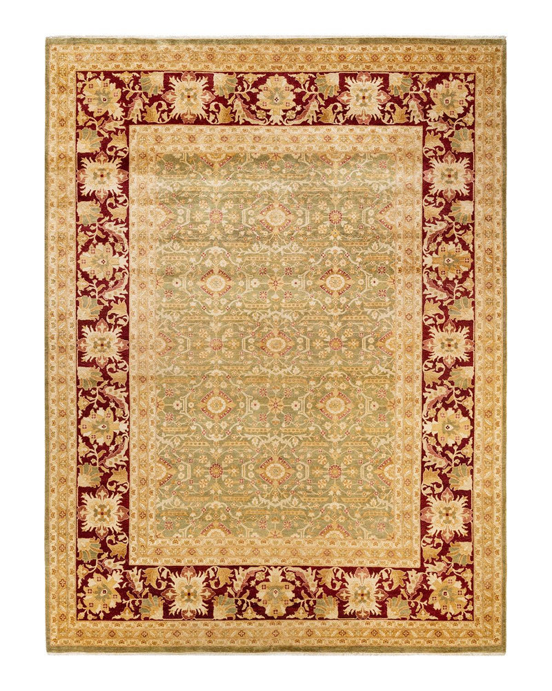 One-of-a-Kind Imported Hand-knotted Area Rug  - Green,  9' 2" x 12' 3" - Modern Rug Importers