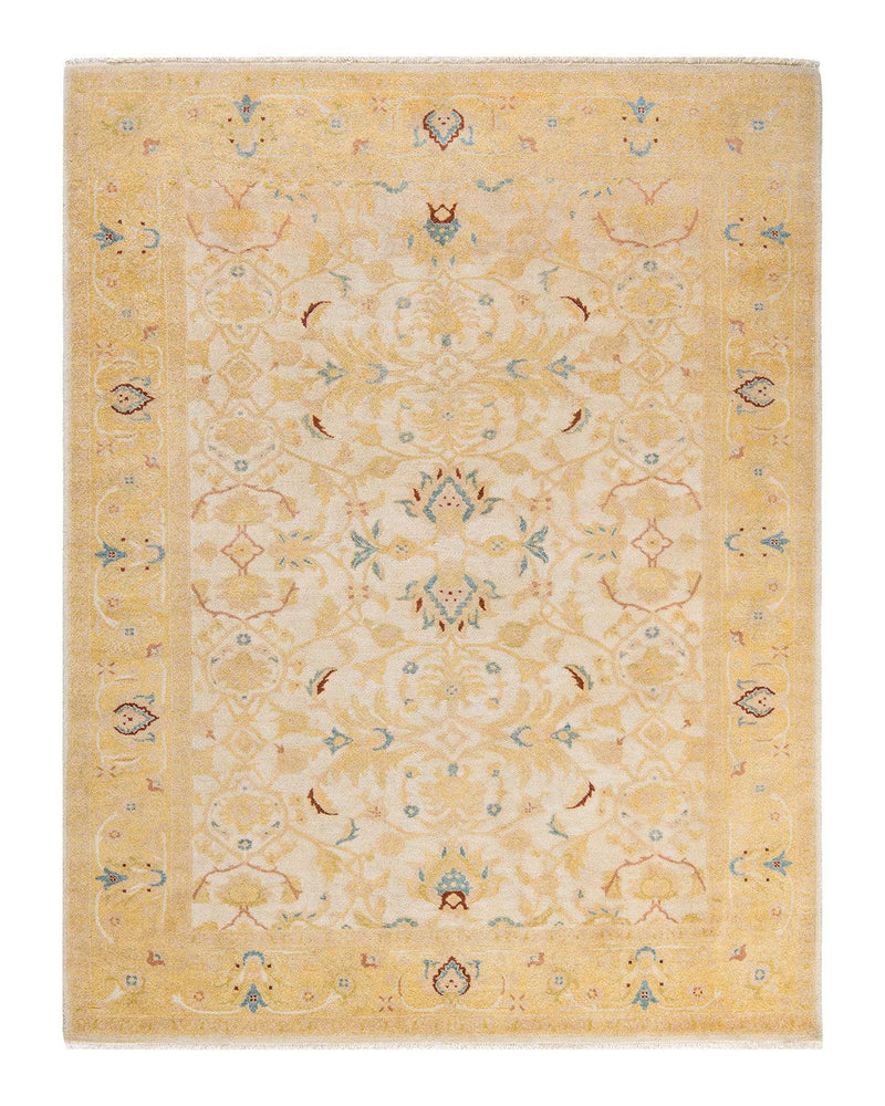 One-of-a-Kind Imported Hand-knotted Area Rug  - Ivory, 6' 4" x 8' 2" - Modern Rug Importers