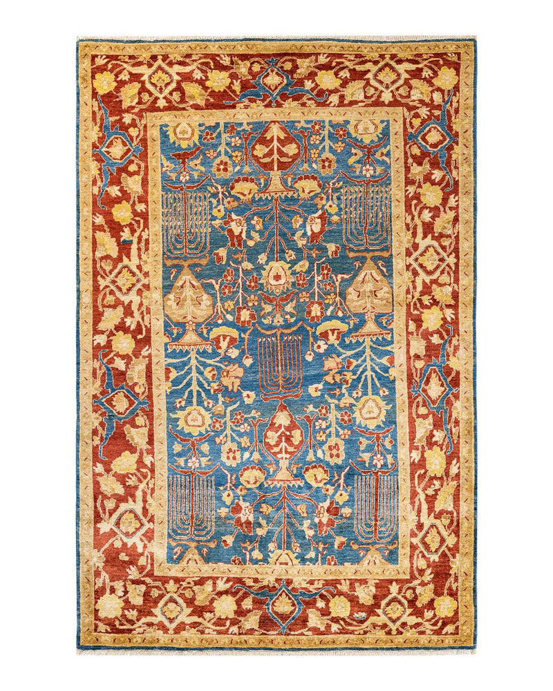 One-of-a-Kind Imported Hand-knotted Area Rug  - Light Blue, 6' 3" x 9' 4" - Modern Rug Importers