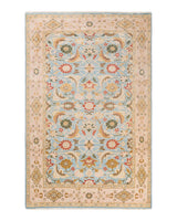 One-of-a-Kind Imported Hand-Knotted Area Rug  - Light Blue, 6' 3" x 9' 4" - Modern Rug Importers