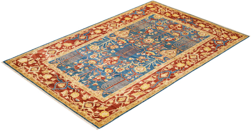 One-of-a-Kind Imported Hand-knotted Area Rug  - Light Blue, 6' 3" x 9' 4" - Modern Rug Importers