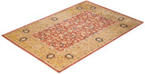 One-of-a-Kind Imported Hand-Knotted Area Rug  - Orange, 6' 1" x 9' 1" - Modern Rug Importers