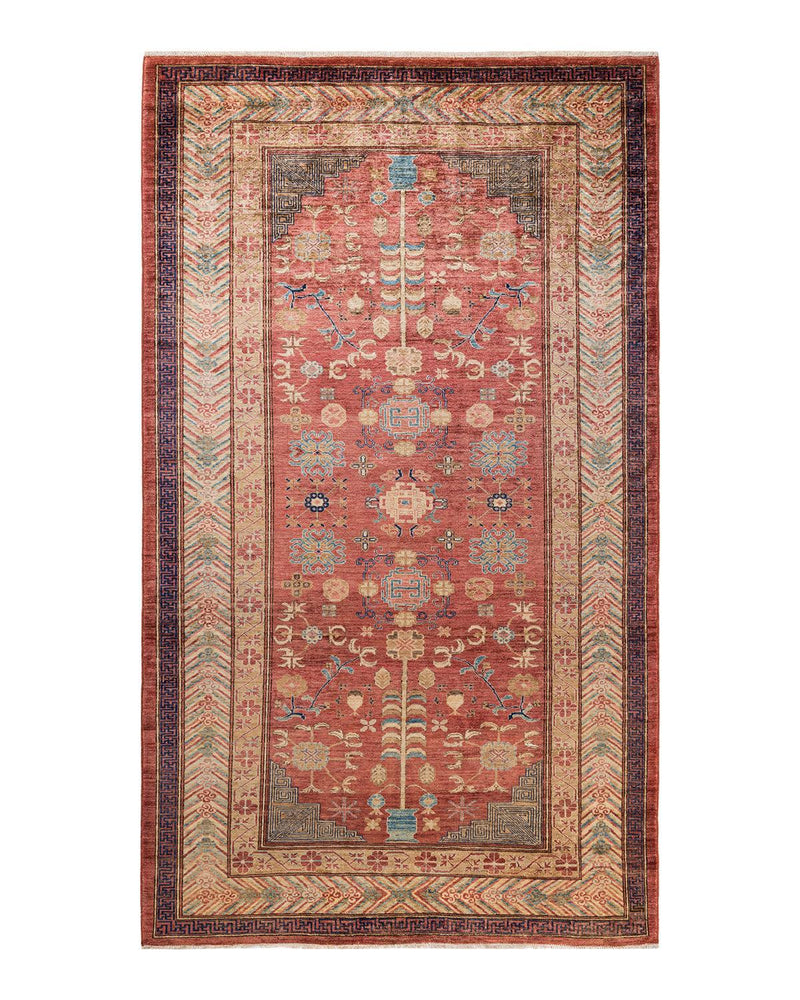 One-of-a-Kind Imported Hand-knotted Area Rug  - Orange, 6' 9" x 11' 4" - Modern Rug Importers