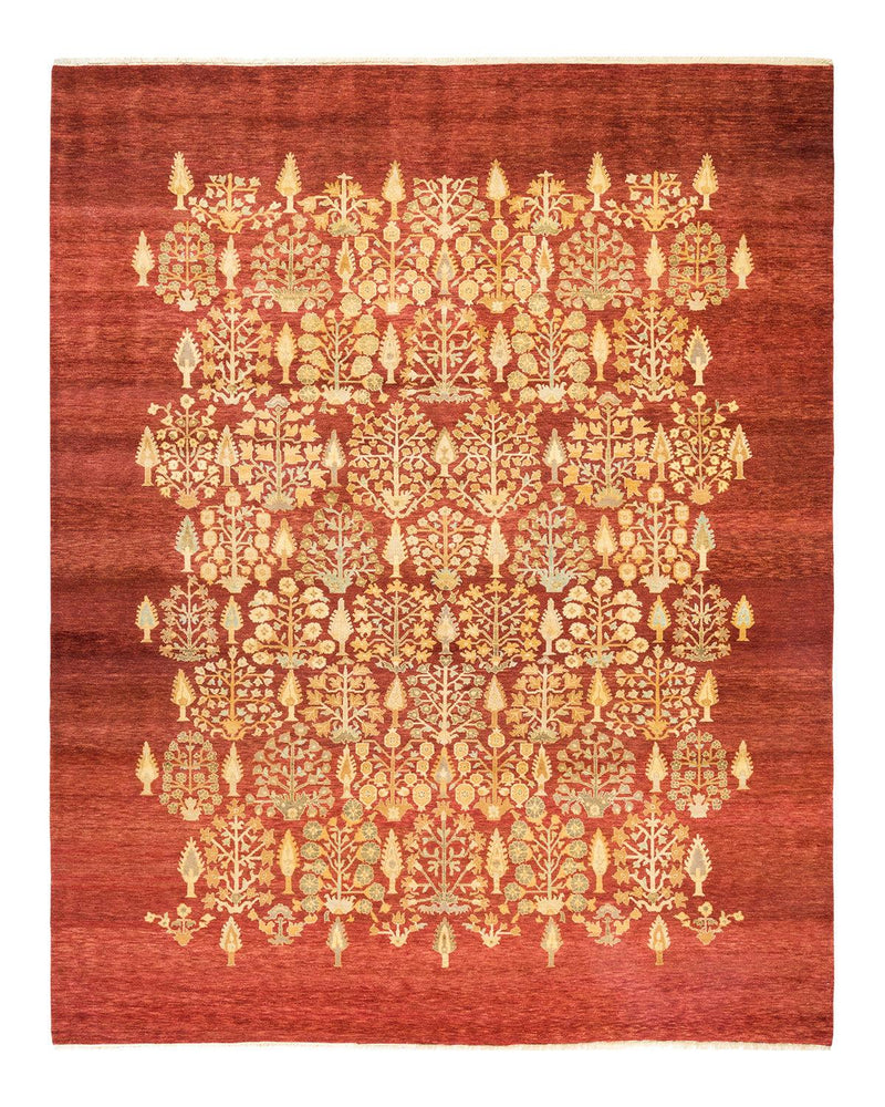 One-of-a-Kind Imported Hand-Knotted Area Rug  - Red, 8' 2" x 10' 1" - Modern Rug Importers