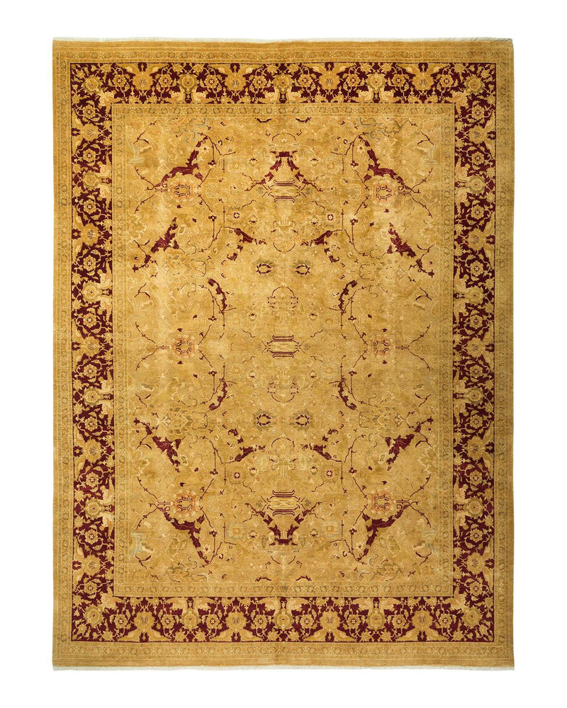 One-of-a-Kind Imported Hand-knotted Area Rug  - Yellow, 9' 2" x 12' 7" - Modern Rug Importers