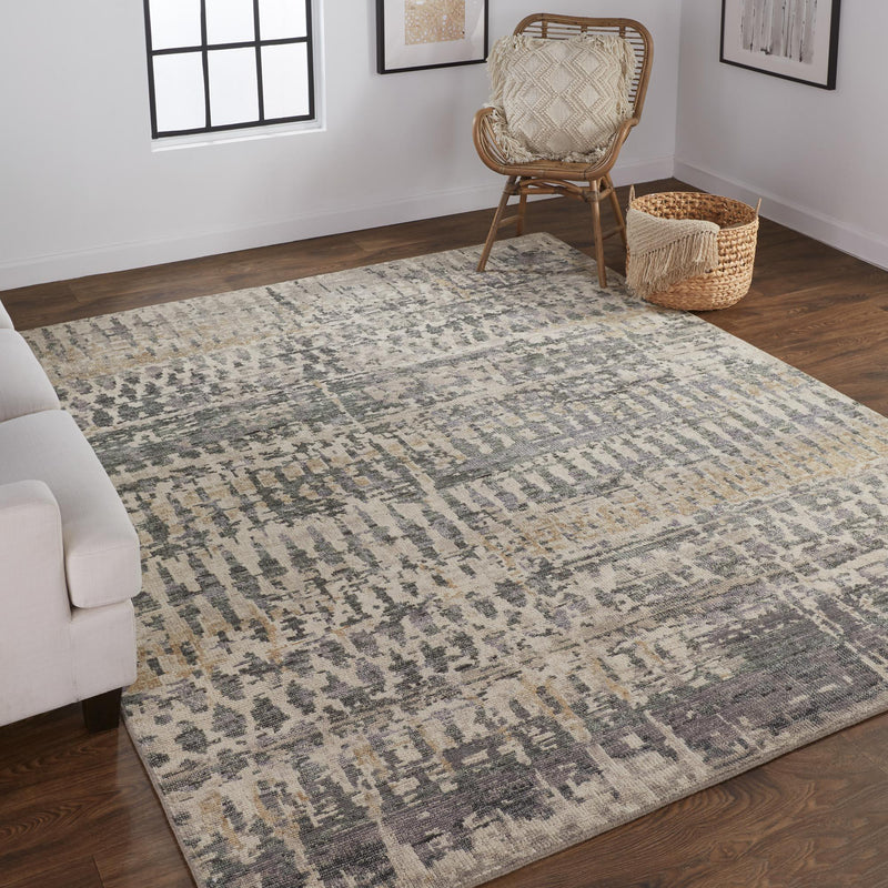 Palomar Luxe Hand Knot Area Rug, Charcoal Gray/Light Beige, 9x6in x 13x6in - Modern Rug Importers