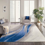 Nourison Twilight TWI28 Ivory Grey Blue Artistic Indoor Rug