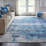 kathy ireland Home Safari Dreams KI374 Teal Painterly Indoor Rug