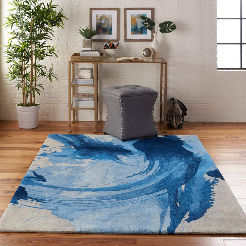 Nourison Symmetry SMM01 Blue/Ivory Artistic Indoor Rug