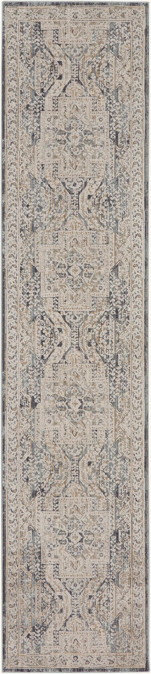 Nourison Lynx 2'3" x 10' Ivory Charcoal Bohemian Indoor Rug