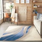 Nourison Twilight TWI28 Ivory Grey Blue Artistic Indoor Rug