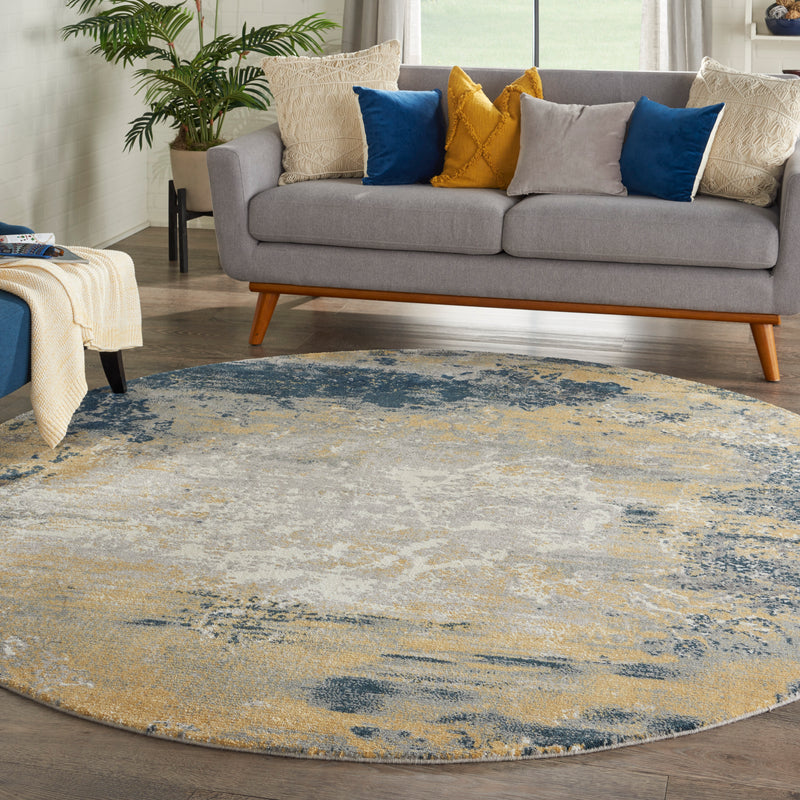 Nourison Twilight TWI22 Navy Gold Modern Indoor Rug